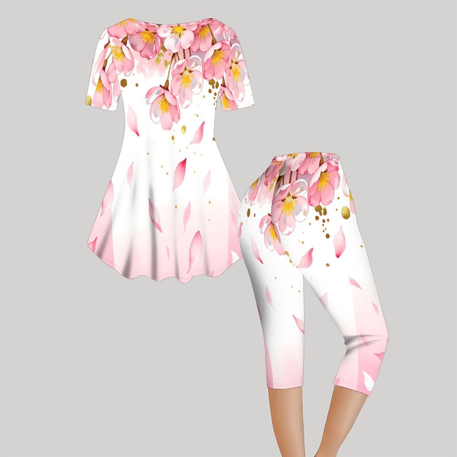 2피스 빈티지 프린트 투피스 세트 여성 캐주얼 반팔 엘 - Romper Floral Print 리뷰 및 가격