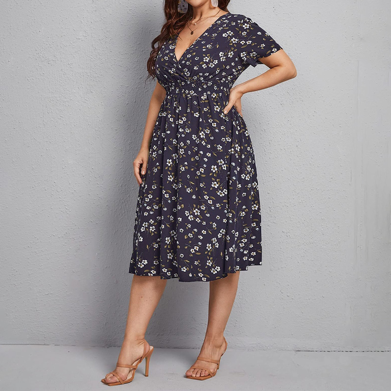 플러스 사이즈 여성 드레스, 꽃무늬 허리 A라인 드레스 - Romper Floral Print 리뷰 및 가격