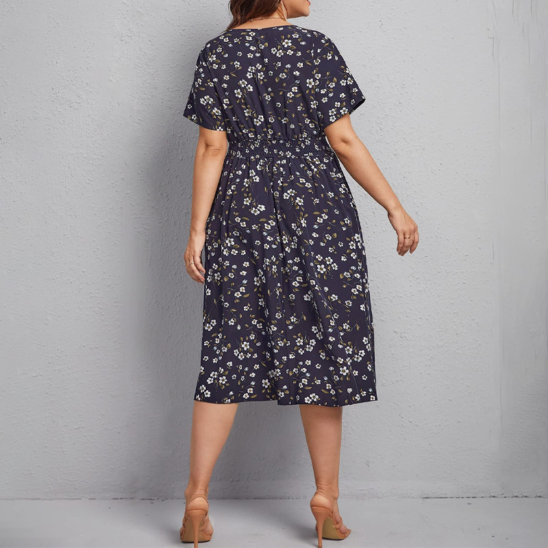 플러스 사이즈 여성 드레스, 꽃무늬 허리 A라인 드레스 - Romper Floral Print 리뷰 및 가격