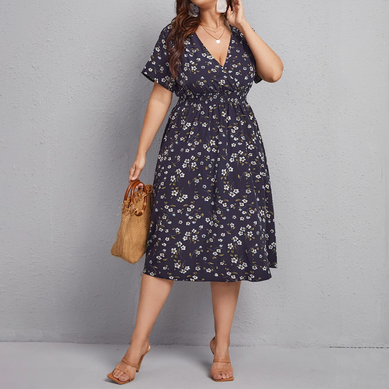 플러스 사이즈 여성 드레스, 꽃무늬 허리 A라인 드레스 - Romper Floral Print 리뷰 및 가격