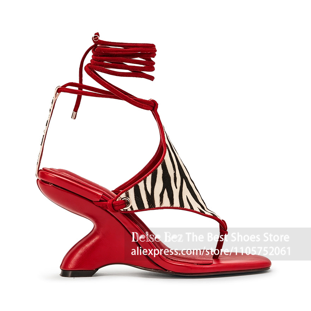 얼룩말 프린트 레이스업 조형 힐 샌들 블랙 화이트 스트 - Sandal Strappy Heeled 리뷰 및 가격