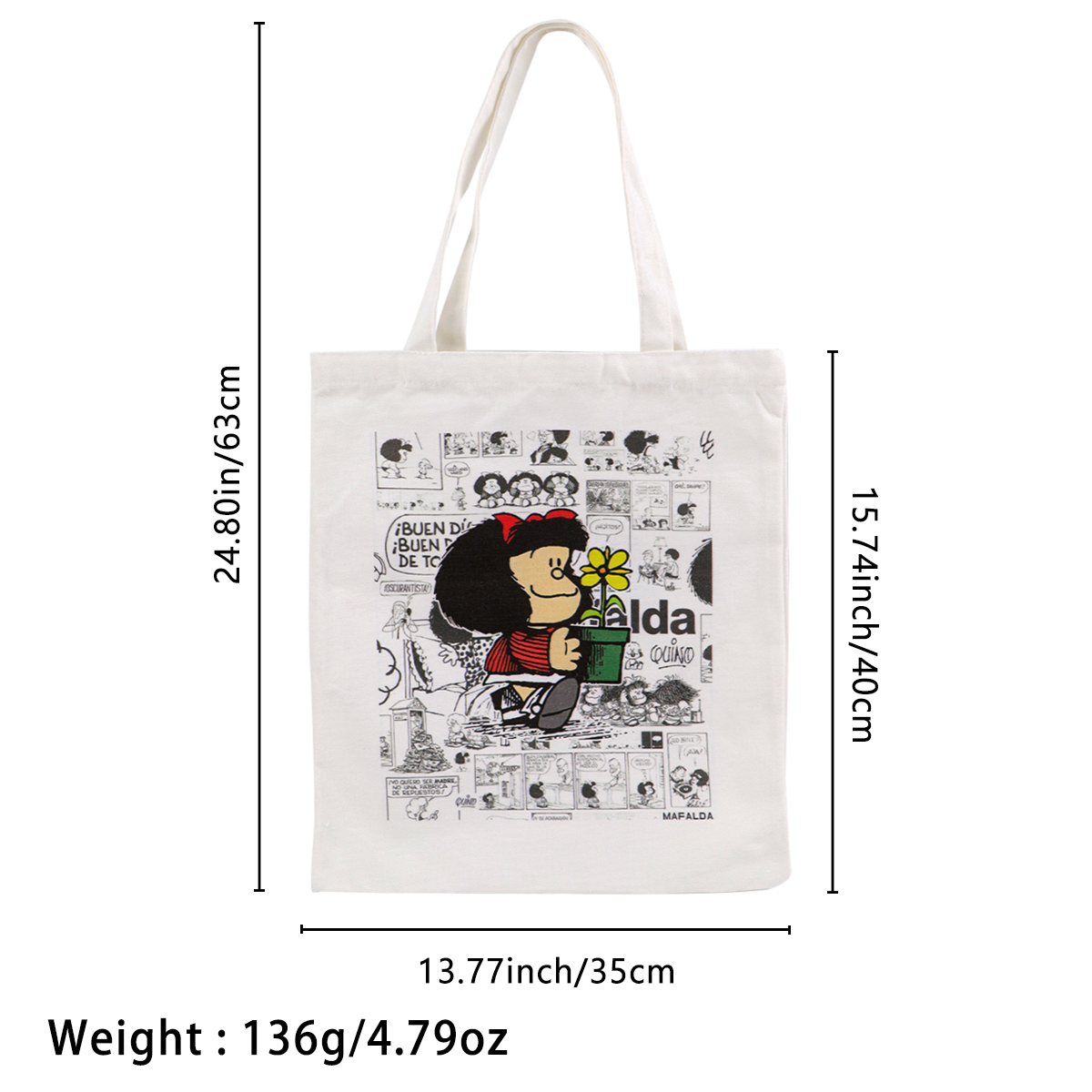 패션 캔버스 토트백 여성 만화 소녀 재사용 가능 에코  - Tote Bag Beach 리뷰 및 가격