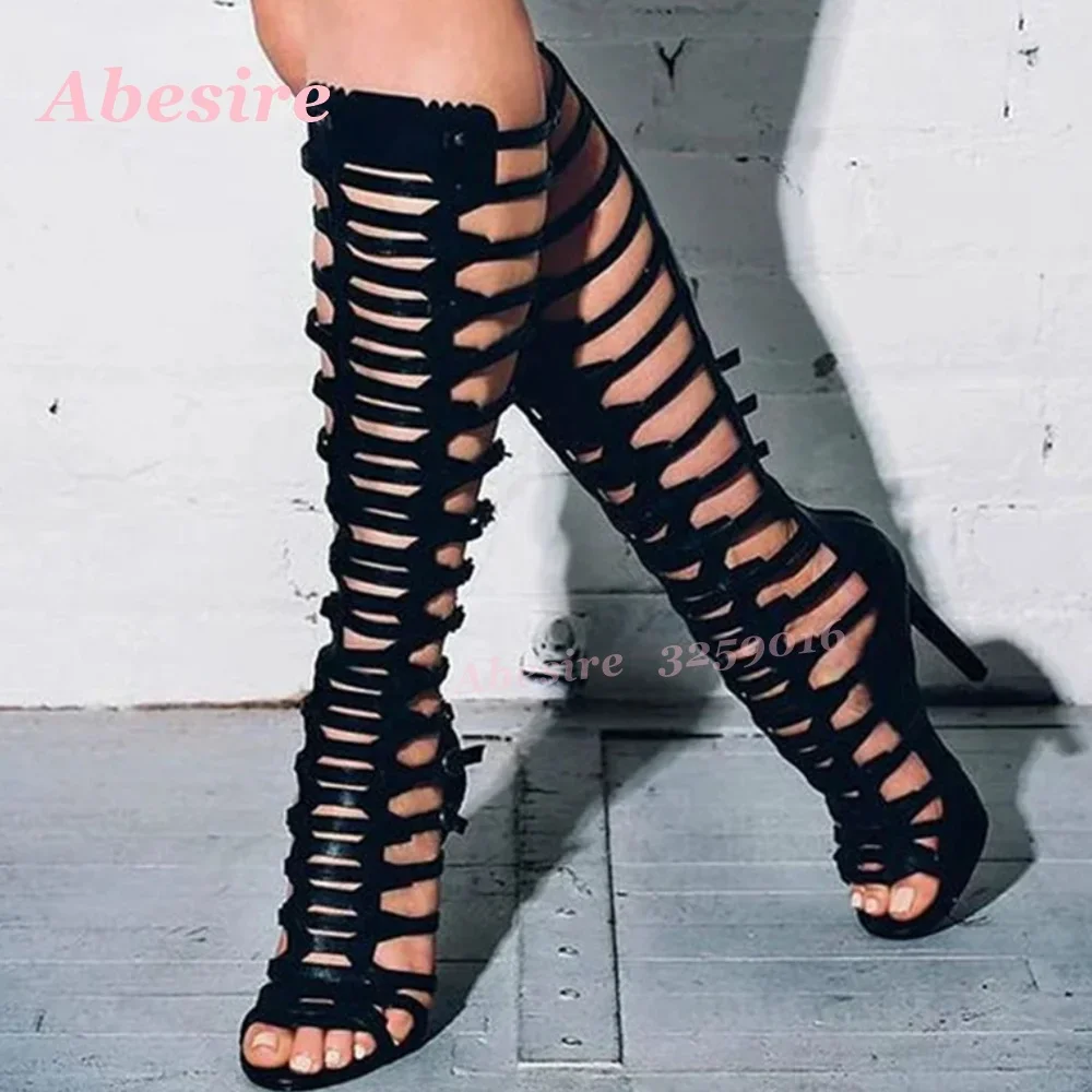 여성용 피프토 멀티 버클 여름 샌들 블랙 속이 빈 스틸 - Sandal Strappy Heeled 리뷰 및 가격