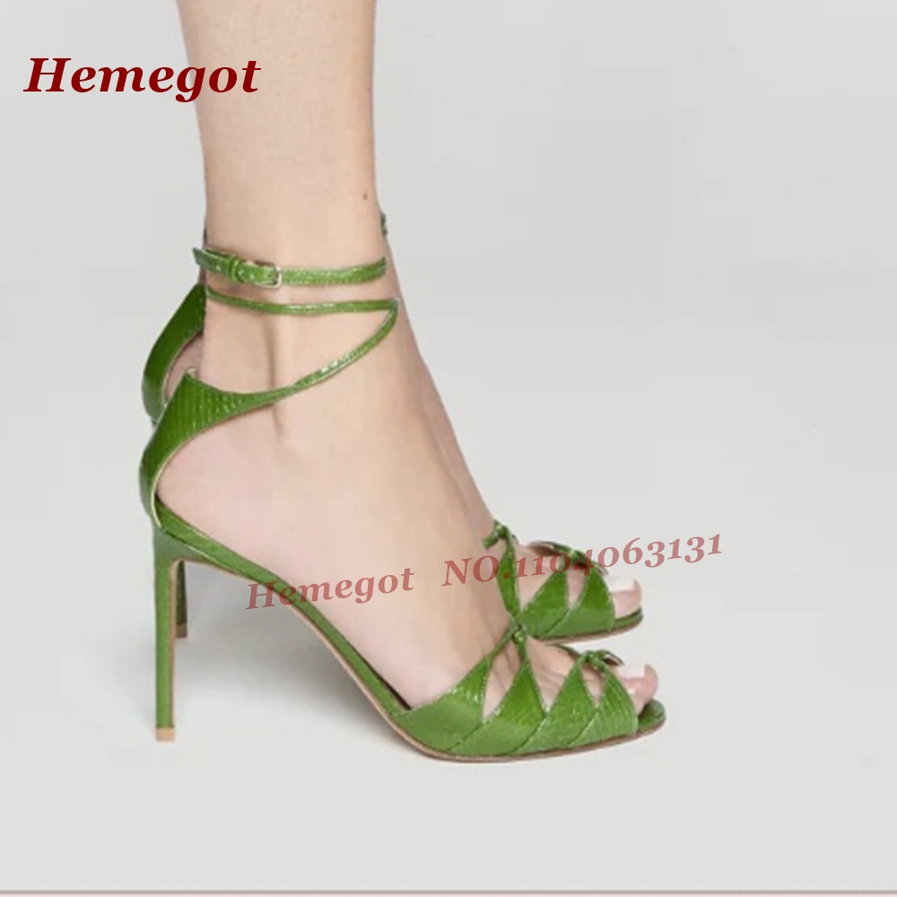 그린 악어 무늬 스트랩 샌들, 오픈토, 버클 스트랩,  - Sandal Strappy Heeled 리뷰 및 가격