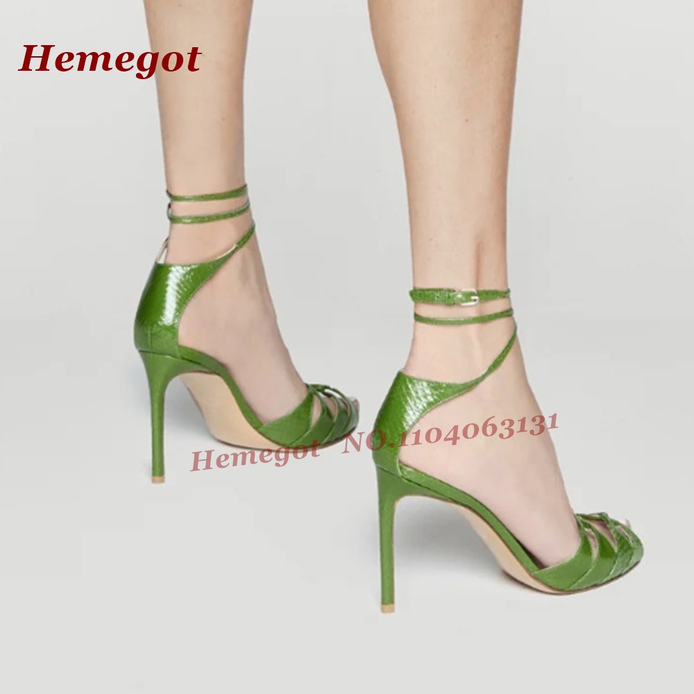 그린 악어 무늬 스트랩 샌들, 오픈토, 버클 스트랩,  - Sandal Strappy Heeled 리뷰 및 가격